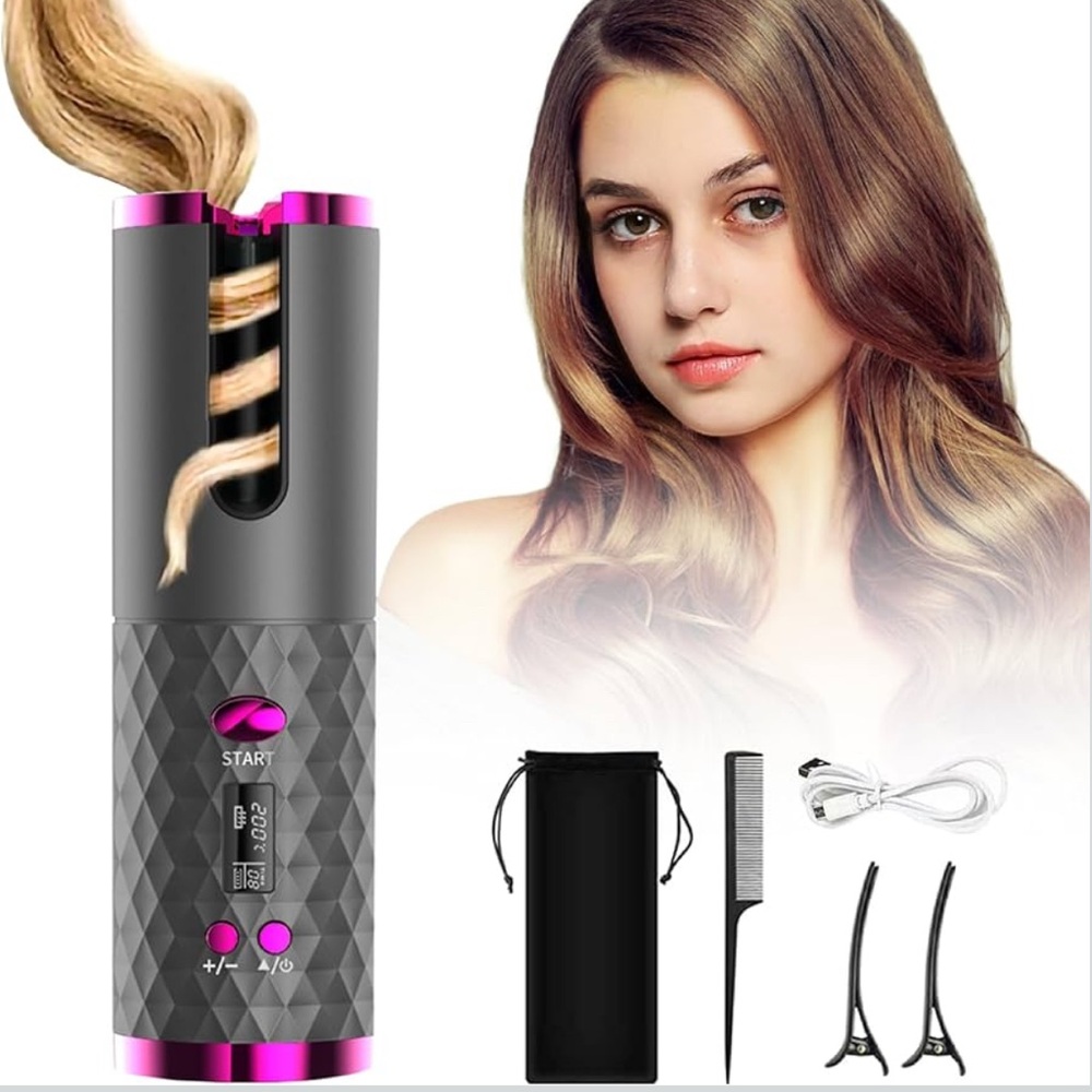 Cordless Automatic Rotating Hair Curler Waver Curling Iron Wand Portable JF-168